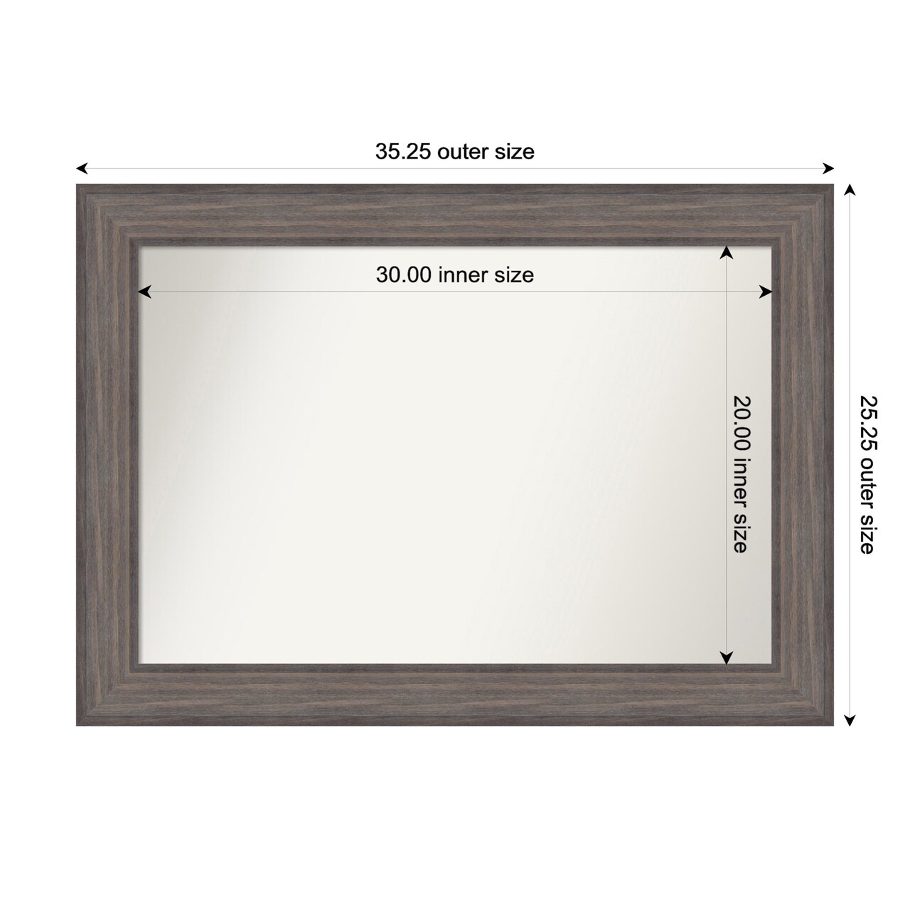 Country Barnwood Non-Beveled Custom Framed Bathroom Vanity Wall Mirror